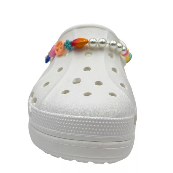 Crocs Women's Baya Midsummer Platform Clog Sandals Size 8 White Jibbitz Jewelry - Picture 12 of 14